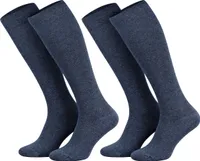 Tobeni 2 Paar Kompressionsstrümpfe Kniestrümpfe Stützstrümpfe Baumwolle für Damen und Herren, Farbe:Jeans Blau, Grösse:35-38