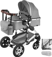 Kombi-Kinderwagen Mats 2 in 1, klappbar, mit 5-Punkt-Gurt, Bremse, Schutzbügel und Handschlaufe für 0 bis 36 Monate geeignet, Belastbarkeit 15 kg