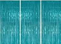 3x Lametta Vorhang - türkis - 91x244 cm