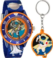 Kinderarmbanduhr mit Textilarmband und Schlüsselanhänger Motiv Astronaut Blau - 2-LD5350-3  Ostergeschenk