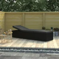 vidaXL Sonnenliege mit Auflage Poly Rattan Schwarz