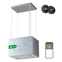 CIARRA Pinnacle Series A+++ 700m³/h Ivory Mist mramorový ostrovčekový odsávač pár Voľne zavesený odsávač pár WiFi App Touch VM4850W