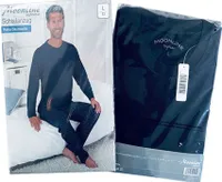 Herren-Schlafanzug,Pyjama,100% Baumwolle,Langarm,M,blau