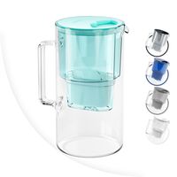 Wessper Wasserfilterkanne aus Glas 2.5 L Kompatibel mit Brita-Wasserfilterkartuschen, Inklusive 1 Wasserfilter-Kartusche, Minze