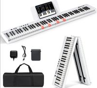 GOPLUS 88 Tastatur Elektronisches Klavier, Digitale Keyboard faltbar mit Bluetooth, Digital Piano mit 128 Rhythmen/Klänge & 20 Demo-Songs, E-Piano mit Tragetasche und Pedal, Farbwahl (Weiß)