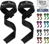 BLACKROX Lifting Straps Zughilfe Bodybuilding, Hebebänder Frauen und Männer, gepolstert, Kreuzheben, Krafttraining, Gewichtheben, Schwarz, 1 Paar