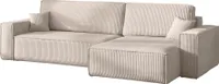 Kaiser Möbel Ecksofa mit schlaffunktion und bettkasten, Eckcouch BEST XL  stoff Poso Dicker Cord Beige Rechts