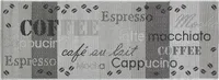 Teppich - Hellgrau - Dunkelgrau - 67 x 180 cm - mit Kaffee Motiven und Schriftzug