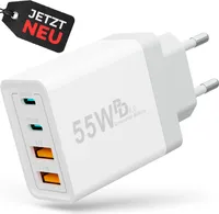 USB-C Ladegerät, Netzteil Stecker mehrfach schnellladen - 4in1 Ladestecker Power Adapter für Apple iPhone iPad Google Samsung: 55w Charger