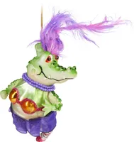 BRUBAKER Krokodil Frau Weihnachtskugel aus Glas - Handbemalt - Alligator Lady Christbaumschmuck Lustig - Christbaumkugel Figuren Weihnachtsdeko