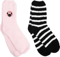 Disney - Minnie Mouse Kuschelsocken für Damen Flauschige Wintersocken Socken Schwarz/Rosa (2er Pack), Größe:35-38