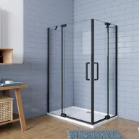 120x120x195cm 90°Falttür+Drehtür NANO Glas Eckeinstieg Duschabtrennung Duschtür Duschkabine