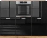 Vicco Küchenblock R-Line, 180 cm ohne Arbeitsplatte, Schwarz Hochglanz/Goldkraft Eiche