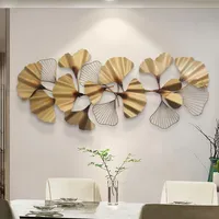 3D Wandbild "Ginkgo" aus Metall in gold, 132x60 cm, Wanddeko, Wandschmuck