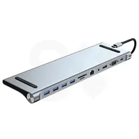 SOONTEC HUB 11 v 1 HDMI adaptér USB-C/VGA/SD/TF/RJ45/3,5mm audio výstup/USB3.0/USB/Type-C(PD) přepínač monitorů, víceportový dok s napájením