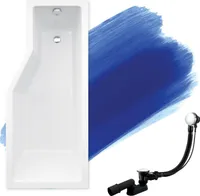 BADLAND Eckbadewanne Badewanne Integra RECHTS 170x75 mit Glasabtrennung, Ablaufgarnitur und Füßen GRATIS ohne Verkleidung