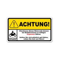 Fun Aufkleber "Achtung Vibration" Motorrad 10cm x 5,5cm Sticker witzig R193-03