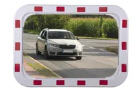Dopravní zrcadlo H400xW600mm plast, červená/bílá 15m