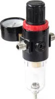 Vzduchový filtr Wiltec s odlučovačem vody a regulátorem tlaku do 7 barů pro airbrush kompresor, 2x adaptér 12,91 mm (1/4"), 9,51 mm (1/8"), příslušenství