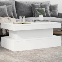 "2024"cloris Couchtisch mit LED-Leuchten Weiß 90x50x40 cm - Couchtische CHY67372408