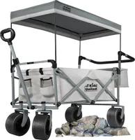 Faltbarer Bollerwagen Handwagen Transportkarre; Strand-Buggy XXL bis 260 Liter & 150kg; Geländeräder mit Bremse & Verstellbarer Griff - Grau