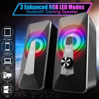 ELEGIANT 10W Lautsprecher bluetooth LED RGB Desktop PC Gaming mit USB Stereo Sound Laptop 3D Soundbar