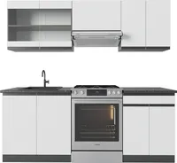 Vicco Küchenzeile R-Line, 200 cm J-Shape, Weiß/Anthrazit