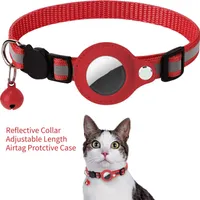 ["Anti-Lost Cat Collar for Apple Airtag Waterproof Reflective Pet Kitten Necklace Protection Tracker with Bell Cat Accessories, Red"],