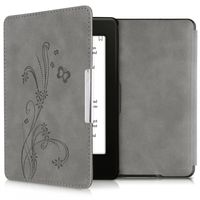 kwmobile Klapphülle kompatibel mit Amazon Kindle Paperwhite Hülle - eReader Case (für Modelle bis 2017) - Ranken Schmetterling Grau