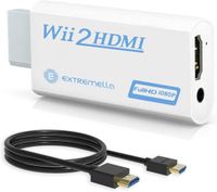 Wii auf HDMI Adapter, Wii2HDMI, Konsolen Adapter Wii Konverter HDMI mit Audio via HDMI-Anschluss und extra 3,5mm Buchse Audioausgang für Wii U & Mini TV Monitor Beamer Fernseher