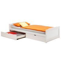 Bett mit Stauraum Jugendbett Kiefer massiv weiss Tagesbett Kinderbett Bett 90x200 cm