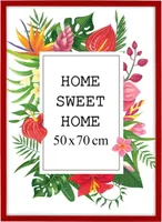 MG Design rám na obrazy 50 x 70 cm - barva červená, ze dřeva, s akrylovým sklem - pro vertikální nebo horizontální zavěšení/postavení, na fotografie, plakáty