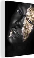 OneMillionCanvasses® - Plátno - Žena - Zlatá - Černá, nástěnný obraz, nástěnné dekorace obrazy obývací pokoj, 80x120cm