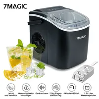 7MAGIC Eiswürfelmaschine, Eiswürfelbereiter 9 Eiswürfel in 6 Minuten, 12kg/24h, LED Display Ice Maker Machine mit Infrarotsensor & Selbstreinigung, Schwarz