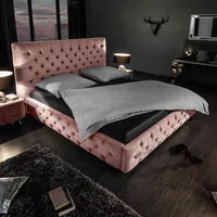 riess-ambiente Queensize Doppelbett PARIS 160x200cm altrosa Samt Chesterfield Design Bett Gästebett
