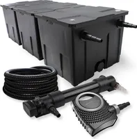 SunSun 3-komorová filtračná súprava 90000l 36W UVC 6er jazierkový čistič NEO10000 80W hadicové čerpadlo
