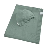 Babydecke - Strickdecke 90 x 70 cm 100% Baumwolle Sterne Mint
