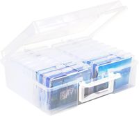 Theo&Cleo Fotobox, Sortierboxen für Kleinteile, 16 innere Fotohalter, Aufbewahrungsbox Transparent für Postkarten, Fotos, Spielzeug