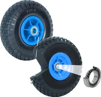 2x Sackkarrenrad Vollgummi 260x85 3.00-4 Nabenlänge 60 mm Ersatzrad Nabenversatz blau