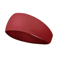 Sport-Stirnband für Herren, feuchtigkeitsableitend, breites Workout-Stirnband, schnelltrocknend, einfarbig, Schweißband zum Laufen, Radfahren, Rot