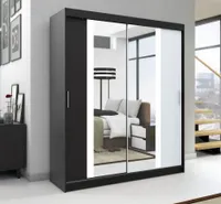 Schwebetürenschrank, 2-türig Schrank! Moderne Garderobe für Kleidung. Verschiedene Farben (Weiß, Schwarz, Somona) Kleiderschrank BRUNI  120 cm