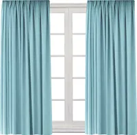 2x Gardine mit Kräuselband Universalband Vorhang Gardinenband Verdunkelung Blickdicht 140 (B) x 245 (L) Himmelblau 2er Pack