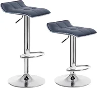 WOLTU Barhocker 2er-Set Barstuhl Tresenhocker, aus Kunstleder, verchromter Stahl, Grau