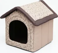 PillowPrim Hundehütte Hundehöhle Hundebett Hundehaus Katzenhöhle kleine S - 38x32 cm beige mit Knochen