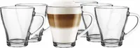 6 Cappuccino Kaffeegläser Teegläser 400 ml und 6 Edelstahl-Löffel Trinkgläser