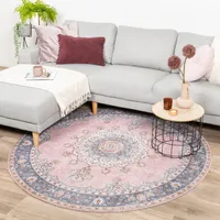 Teppich Vintage Rund - Lily Medaillon Rosa - Ø 240cm - Klassik - Wohnzimmer, Esszimmer, Schlafzimmer -  FRAAI | Home & Living