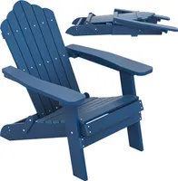 COSTWAY Adirondack židle zahradní židle skládací odolná proti povětrnostním vlivům, Adirondack židle s vysokým opěradlem a širokými područkami plast do 180 kg Marine