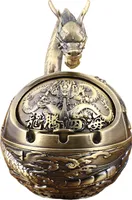 Vintage Aschenschale mit exquisiten Muster Segenswörter geruhtetes Designtisch Dekoration Windproof Animal Globe Aschenbecher Wohnzimmerdekoration-P