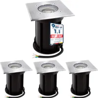 linovum 4er Set BOQU Bodenstrahler Einbau dimmbar 6,5W warmweiß - Bodenspots außen IP67 befahrbar 230V mit LED GU10 Leuchtmittel