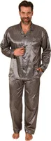 Edler Herren Satin Pyjama, durchknöpfbarer Schlafanzug in Minimal-Optik ; anthrazit , 62